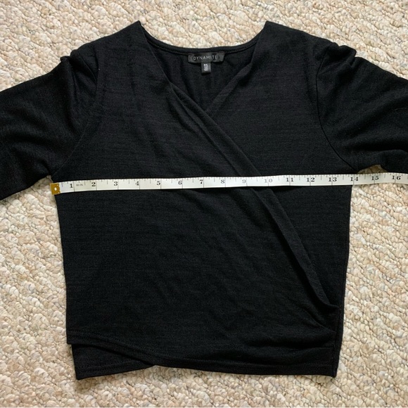 Dynamite Black Wrap Long Sleeve Crop Top - Picture 7 of 9